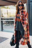 Winter Outfots Plaid Button Down Pocketed Shacket Jacket Coats Women