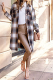 Pockets Open Button Long Length Plaid Shackets