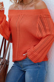 One Shoulder Autumn Outfits Hollow Puff Sleeve Sweater