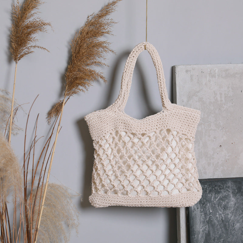 Paziye Ladies Cotton Crochet Beach Bag