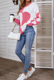 Color Block Heart Knit Sweaters
