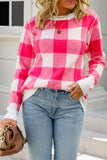 Plaid Colorblock Pullover Sweater