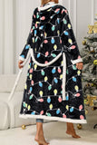 Winter Outfits Colorful Hooded Flannel Fluffy Long Robe