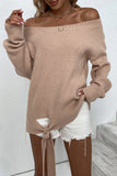 Off Shoulder Tie Knot Knitting Autumn Outfits Sweater