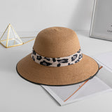 Paziye Straw Bowler Hat Leopard Print Band