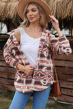 Pink Tribal Print Pocket Buttoned Sherpa Winter Outfits Jacket