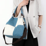 Patchwork Color Shoulder Bag Stylish Vintage Tote Bag