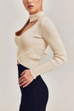 Autumn Outfits Surplice V Neck Rib Knit Long Sleeves Top