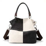 Patchwork Color Shoulder Bag Stylish Vintage Tote Bag