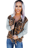 Leopard Ripped Hooded Denim Winter Outfits Jacket