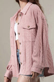 Plain Button Up Cable Knit Coat with Winter Outfits Pockets