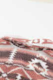 Pink Tribal Print Pocket Buttoned Sherpa Winter Outfits Jacket