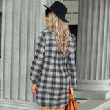 Plaid Open Button Front Tie Shirt Dress