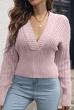 Fall Outfits V Neck Crochet Knit High Waist Sweaters