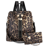 Paziye Leopard Print Cow Backpack