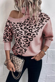 Turtleneck Cold Shoulder Leopard Knitting Sweater Autumn Outfits