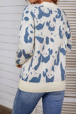 Cow Print Long Sleeve Pullover Sweater