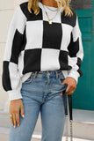 Checked Plaid Knit Pullover Sweater