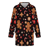 Oversized Wearable Blanket Christmas Print Hoodie With Pocket