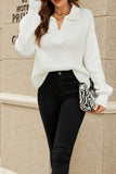 Autumn Outfits Lapel Collar Cut V Neck Knit Sweaters