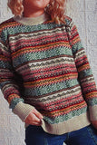 Vintage Stripes Knitting Winter Outfits  Pullover Sweater