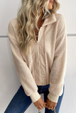 Turndown Collar Zipper Fleece Short Jacket Coat