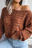 Cable Knit Wide Shoulder Short Length Sweaters Top