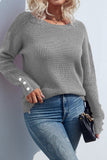 Plain Button Cuff Long Sleeves Knit Sweaters