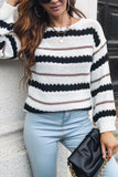Winter Outfits Color Block Striped Pullover Sweaters