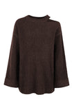 Solid Color Cold Shoulder Long Sleeve Sweater