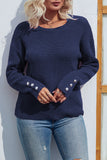 Plain Button Cuff Long Sleeves Knit Sweaters