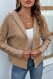 Cable Knit Open Front Cardigan With Hood
