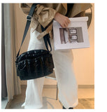 Luxury Space Cotton Shoulder Bags for Women Winter Crossbody Down Bag Designer Handbag Wide Shoulder Strap Messenger Pack