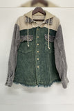 Patchwork Color Contrast Double-pocket Hoody Winter Outfits Jacket