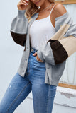 Color Block Open Front Button Sweater Cardigans