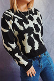 Leopard Knit Short Length Pullover Winter Outfits Sweaters