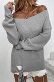 Off Shoulder Tie Knot Knitting Autumn Outfits Sweater