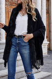 Fleece Open Front Tassle Kniting Long Cardigan Winter Outfits