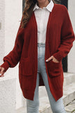 Winter Outfits Plain Open Front Pocket Long Length Sweater Cardigans