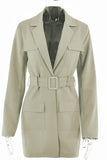 Plain Lapel Collar Open Pockets Winter Outfits Jacket