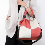 Patchwork Color Shoulder Bag Stylish Vintage Tote Bag