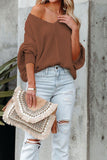 Fall Outfits V Neck Long Sleeve Cable Knit Sweater