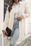 Winter Outfits Cable Knit Open Front Plain Cardigan