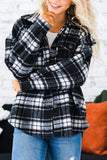 Plaid Open Button Pockets Winter Outfits Shackets