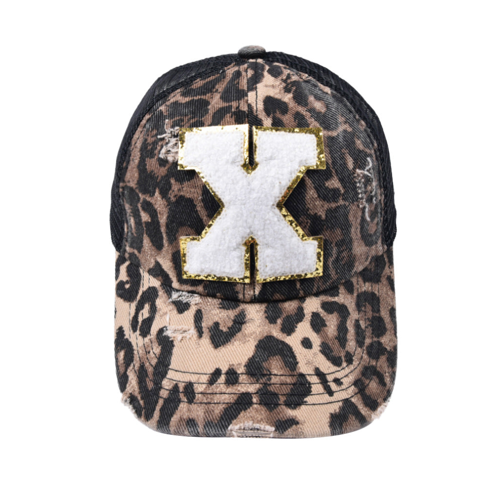Paziye Alphabet Baseball Cap With Leopard Print