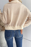 Turndown Collar Zipper Fleece Short Jacket Coat