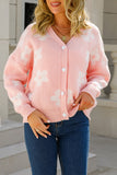 Flower V Neck Button Cardigan