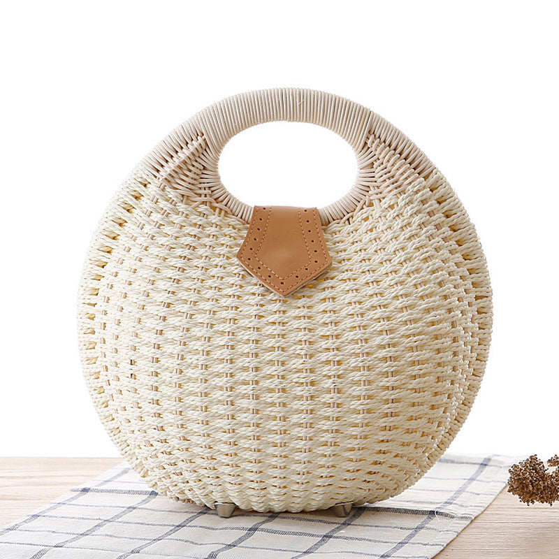 Shell Shaped Straw Woven Tote Bag