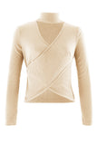 Autumn Outfits Surplice V Neck Rib Knit Long Sleeves Top