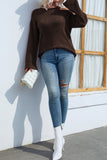 Solid Color Cold Shoulder Long Sleeve Sweater